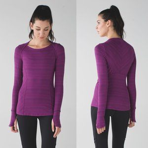 LULULEMON Fuchsia Pink Striped Rulu Kanto Catch Me Long Sleeve